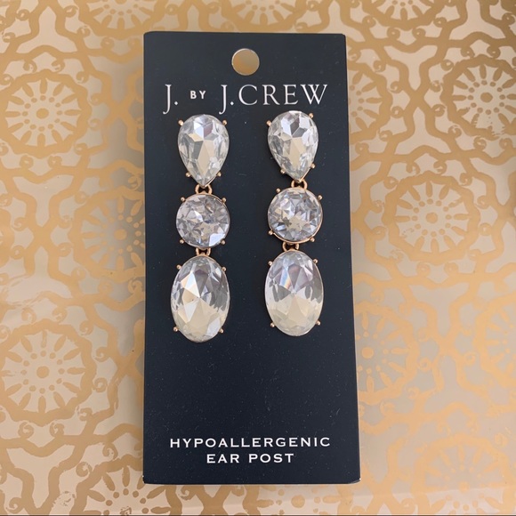 J. Crew Factory Jewelry - J. Crew Triple Drop Crystal Statement Earrings NWT